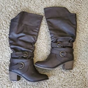 Wide Calf Brown Boots